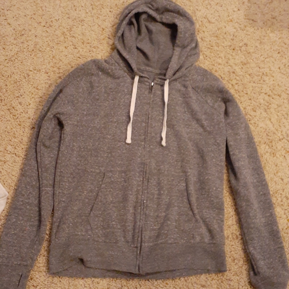 gray zip up jacket